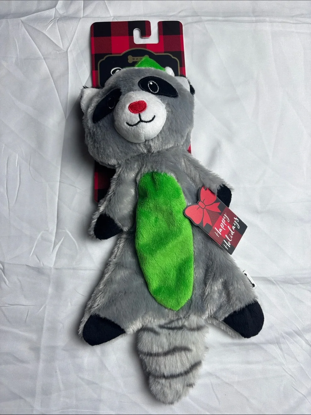 BNWT Woof Dog Toy. Raccoon w/Crinkle & Squeaker. 12”